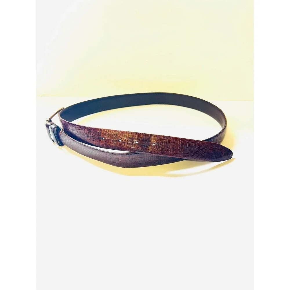 Bill‎ Lavin Belt Brown Leather Solid Brass Buckle Made in Italy Soft Collections
